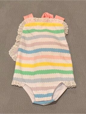 The Beaufort Bonnet Company rainbow stripe sunsuit